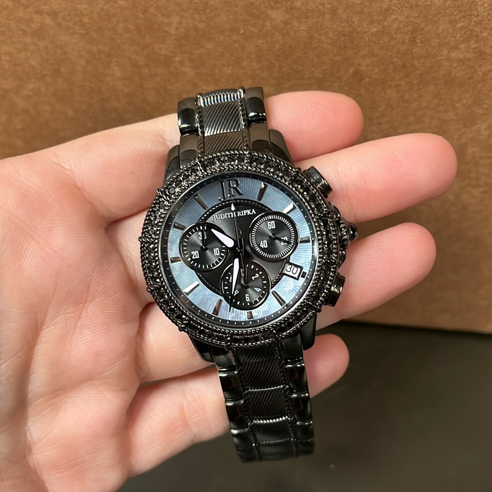 Judith Ripka black chronograph black cz watch
